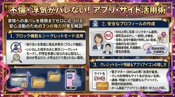 不倫や浮気がバレないためのアプリ・サイトの活用術