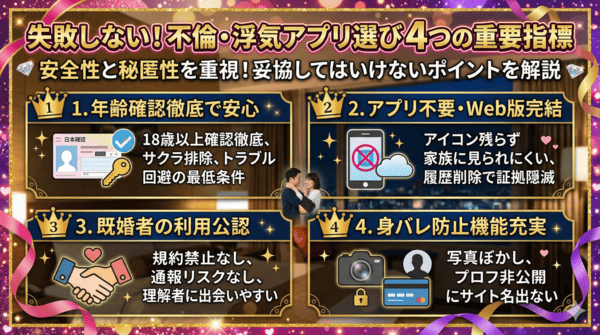 不倫や浮気目的でアプリ・サイトを選ぶときのポイント